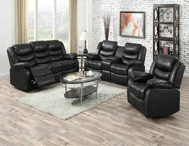 Home Sofa; Spacious Leather Sectional Recliner Sofa With Armrest - thumbnail 3