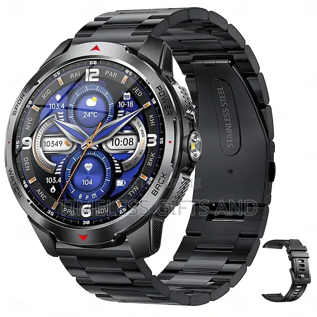 Kt88 Black Metal Strap and Extra Rubber Strap Smart Watch