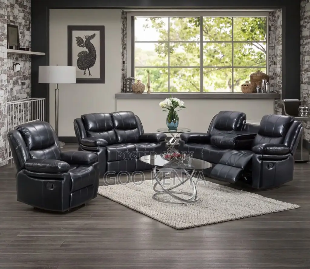 Home Sofa; Spacious Leather Sectional Recliner Sofa With Armrest