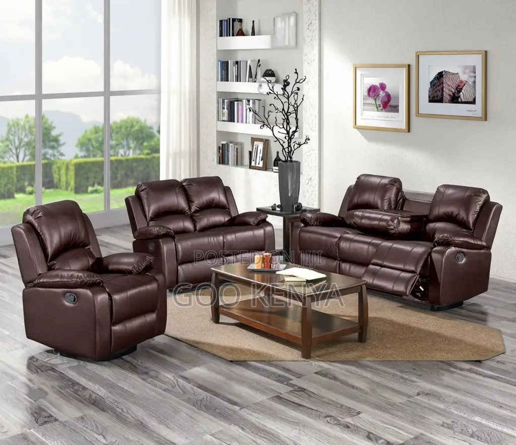 Home Sofa; Spacious Leather Sectional Recliner Sofa With Armrest