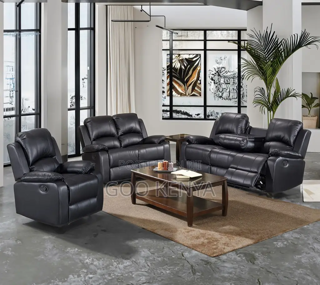 Home Sofa; Spacious Leather Sectional Recliner Sofa With Armrest