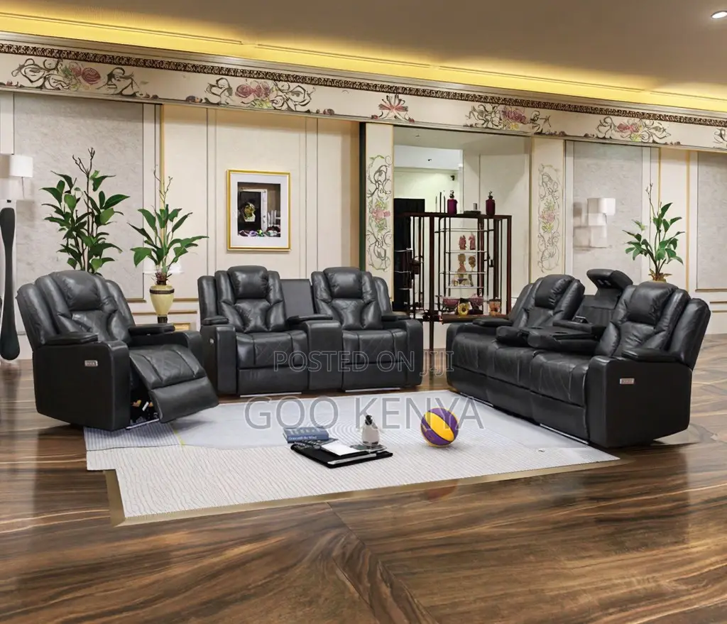 Home Sofa; Spacious Leather Sectional Recliner Sofa With Armrest