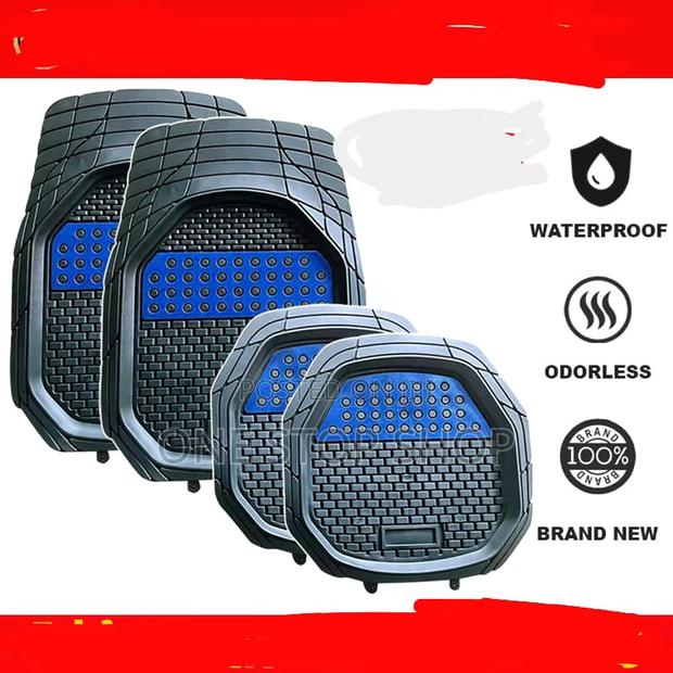 5x Black _Blue Car Mats With Secure Antiskid Backing