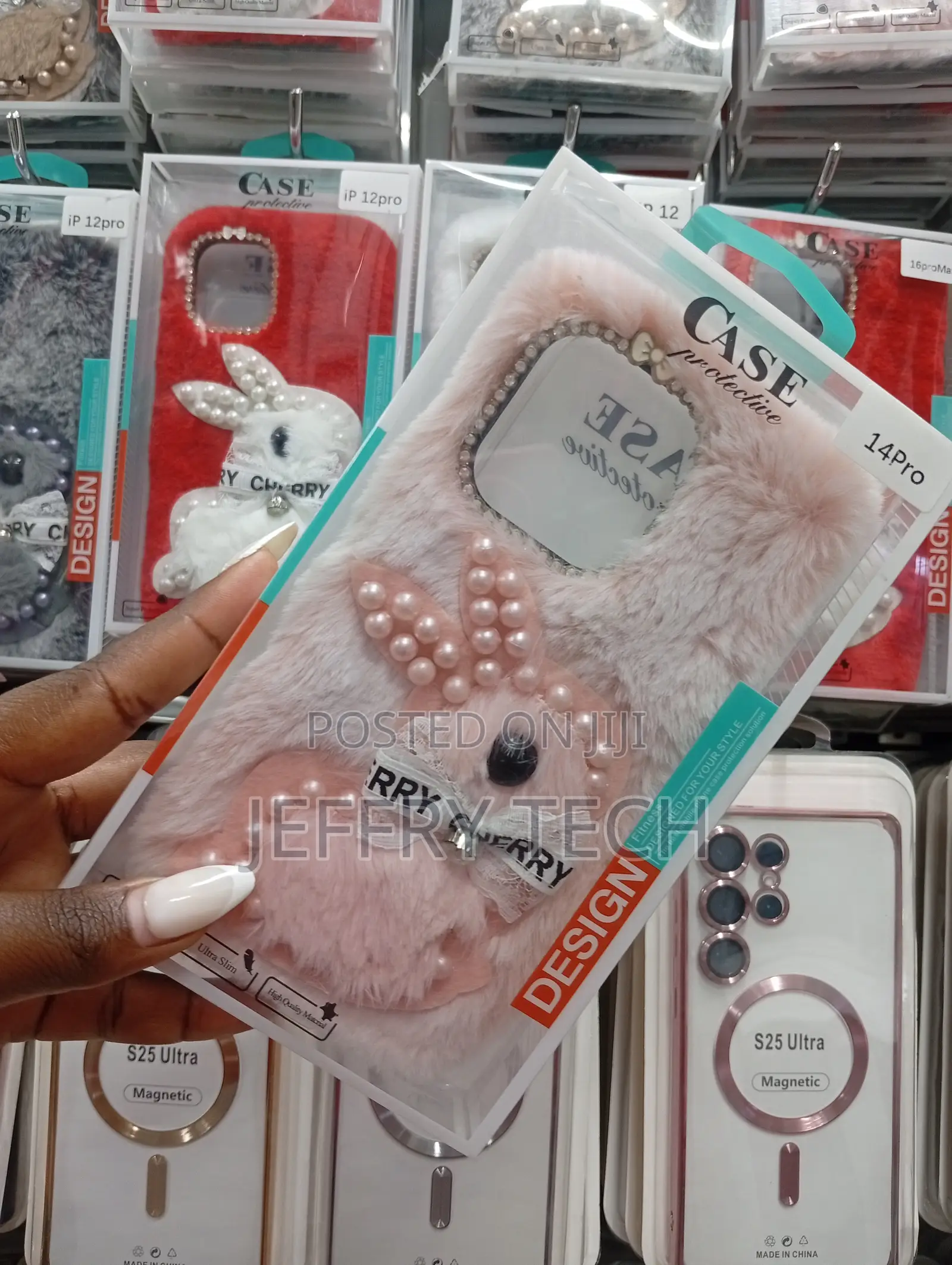 Fluffy Plush Bunny Phone Case Compatible With the iPhone 14 Pro.