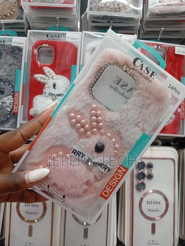 Fluffy Plush Bunny Phone Case Compatible With the iPhone 14 Pro. - thumbnail 2