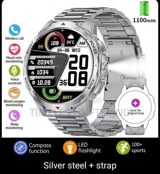 Kt88 Silver Stainless Steel Smart Watch - thumbnail 3