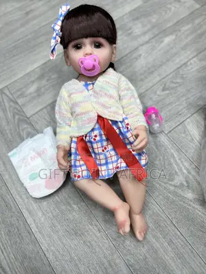 42cm Silicone White Doll With Pacifier,Diapers Feeding Bottles
