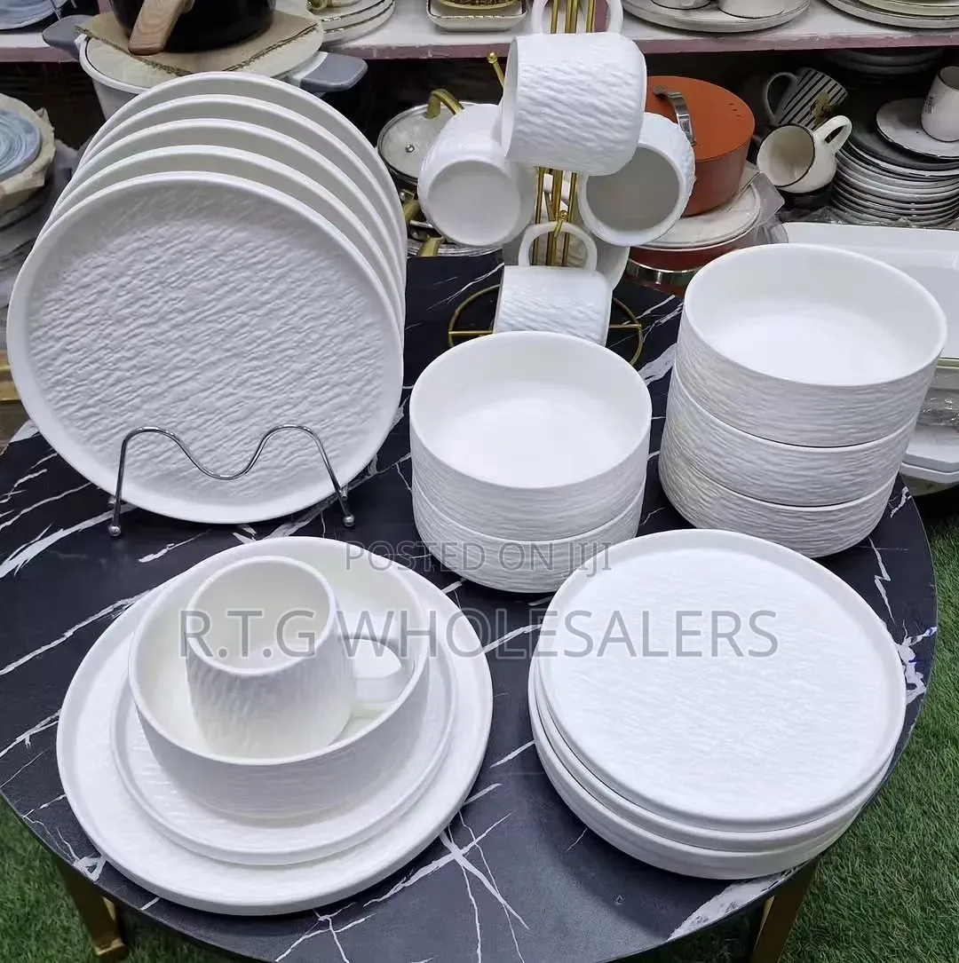 24pcs White Ceramic Dinner Set (Plates, Bowls Mugs)