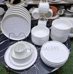 24pcs White Ceramic Dinner Set (Plates, Bowls Mugs)