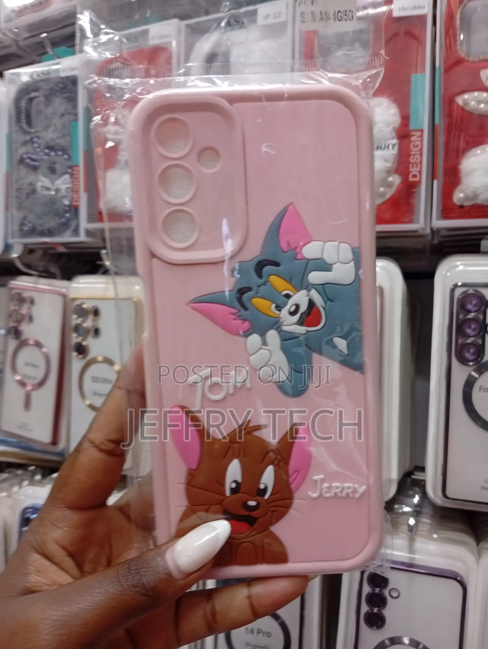 Pink Tom and Jerry Phone Case Is a 3d Cartoon Protective Cover