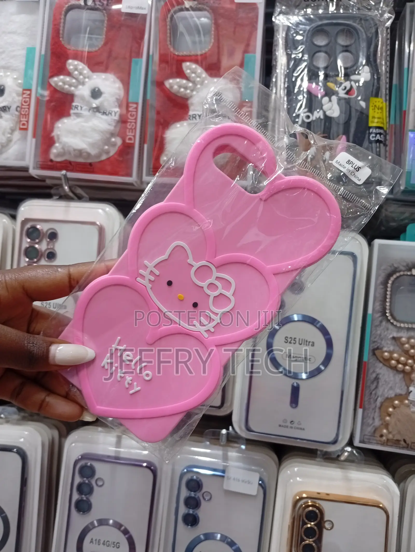 Pink Silicone Hello Kitty Phone Case for the Apple iPhone 8 Plus.