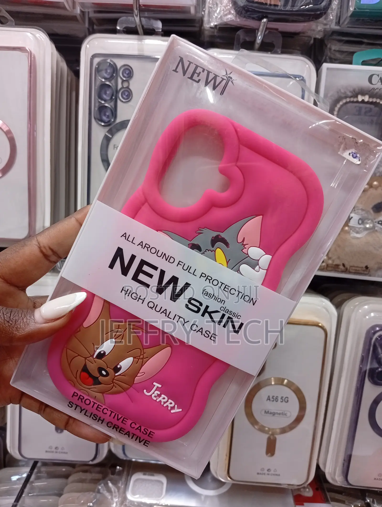 Pink Silicone "Tom and Jerry" Cartoon Phone Case for the iPhone 16