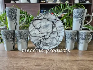 12pcs Breakfast Set Tree Design Plates Mugs