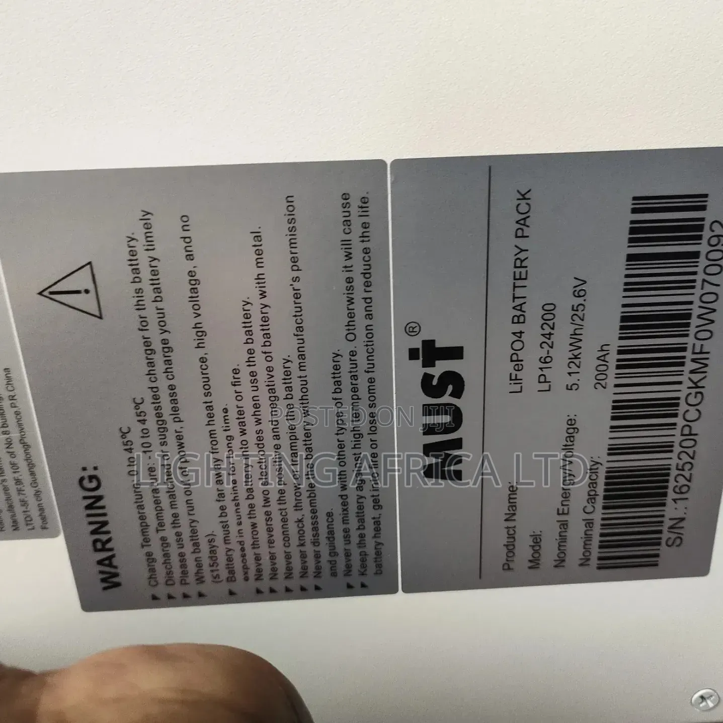 Must (200ah) 5.12kwh - 24v Lithium Ion Solar Battery 6000 Cyc