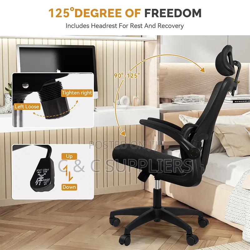 Office Seats; Ergonomic Office Chair With Flipping Arms