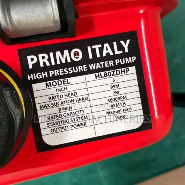 Primo Italy 3 Inches Diesel Water Pump 95 Metres Head 16hp