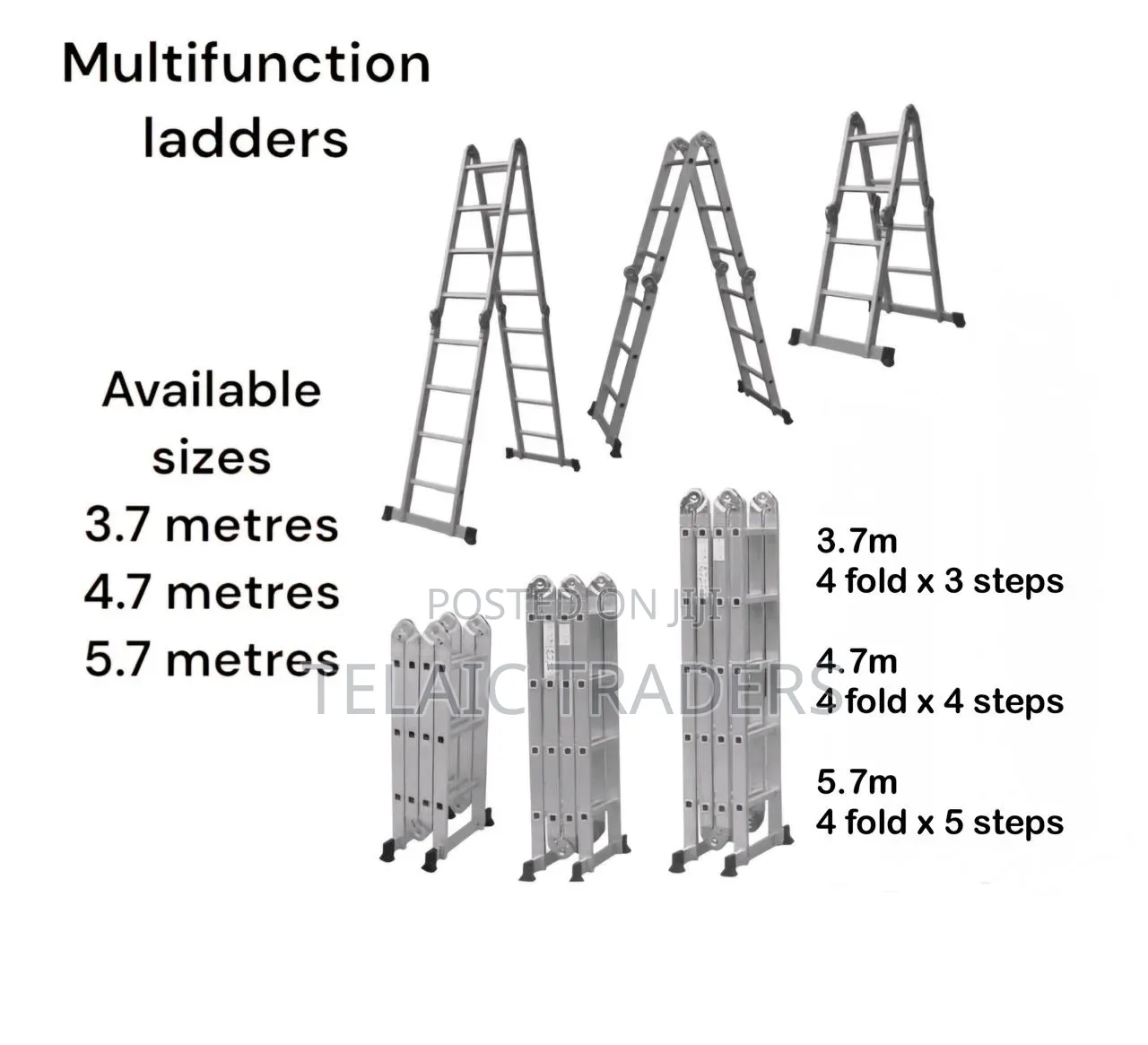 Multifunction Ladders 3.7m 3 Steps 4 Folds