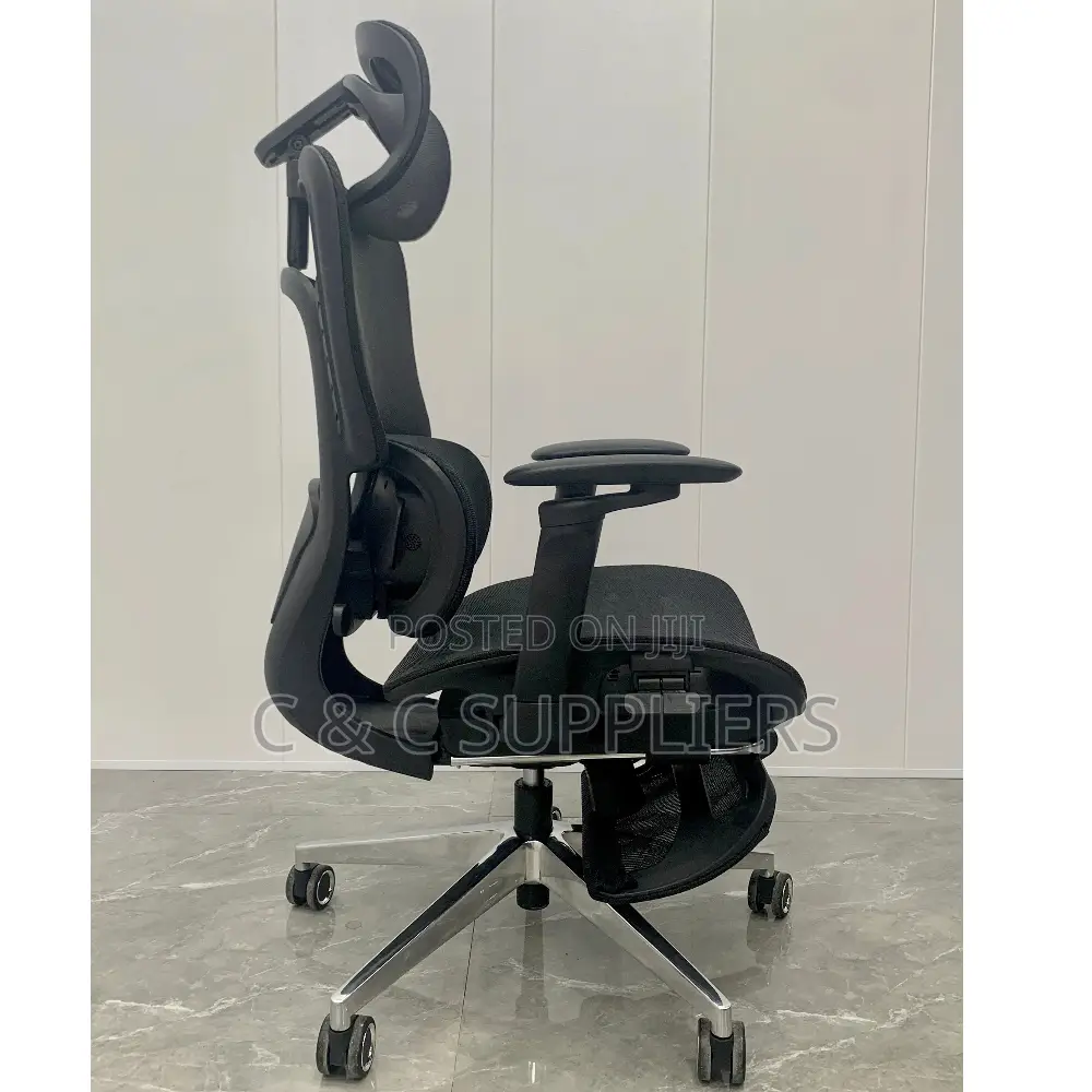 Office Chairs; Ergonomic Office Chair With Footrest (Black)