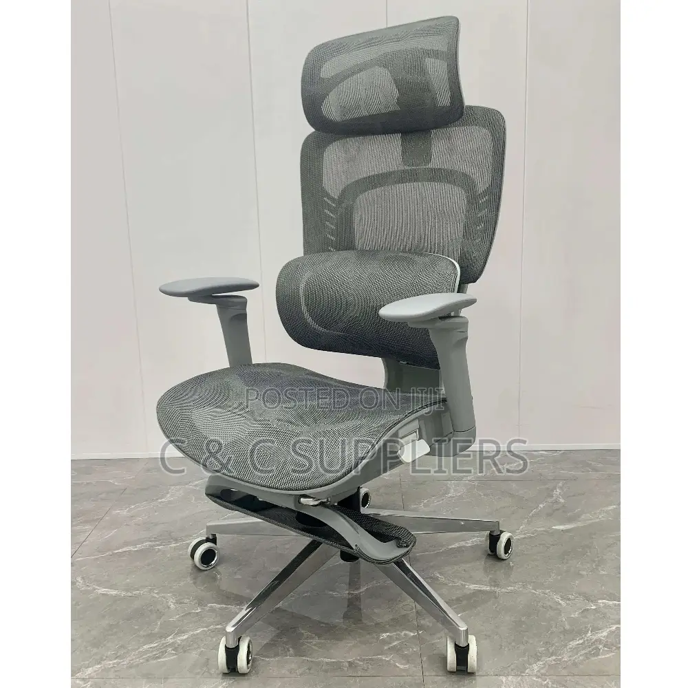 Office Chairs; Ergonomic Office Chair With Footrest (Black)