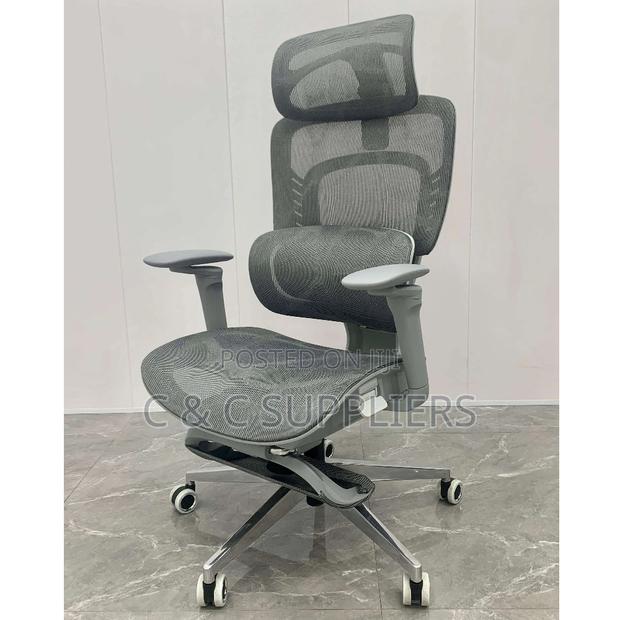 Office Chairs; Ergonomic Office Chair With Footrest (Black) - thumbnail 4
