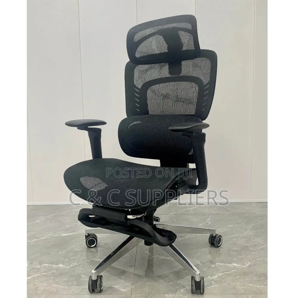 Office Chairs; Ergonomic Office Chair With Footrest (Black)