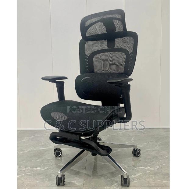 Office Chairs; Ergonomic Office Chair With Footrest (Black) - thumbnail 5