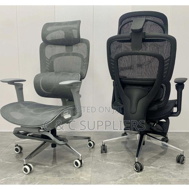 Office Chairs; Ergonomic Office Chair With Footrest (Black) - thumbnail 6