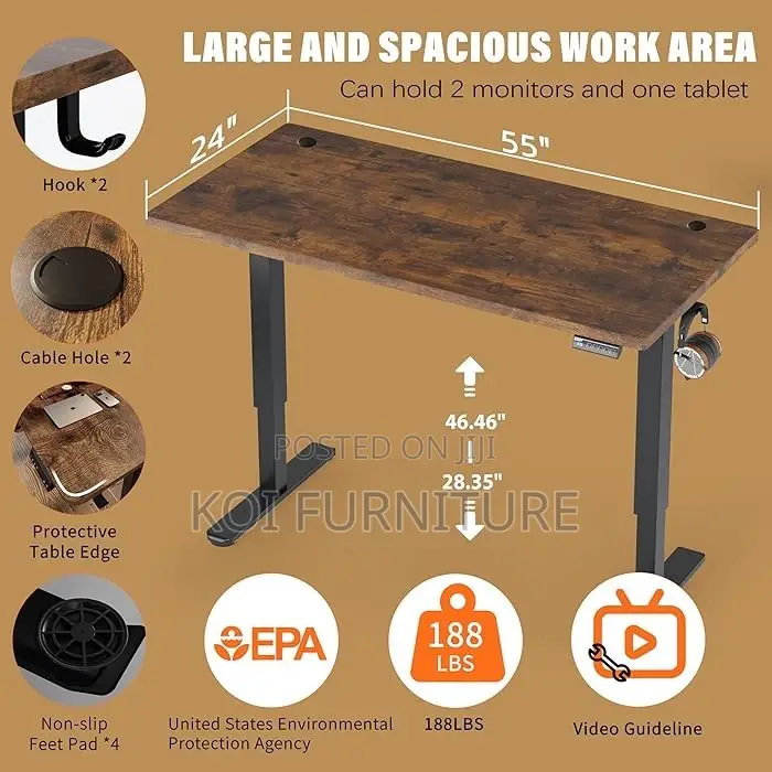 Office Desk; 1400mm Home Office Desk With Flexible Adjustbale Height