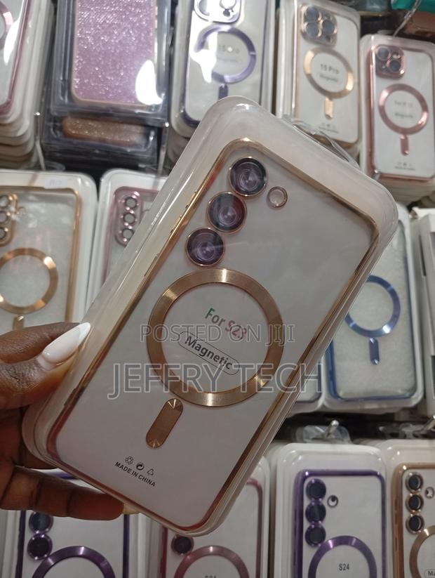 Magnetic Electroplated Clear Phone Case for Samsung Galaxy S23. - thumbnail 2
