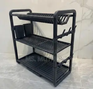 Aluminium Dish Drainer Rack With Drainer Board Utensils Cup Holder.
