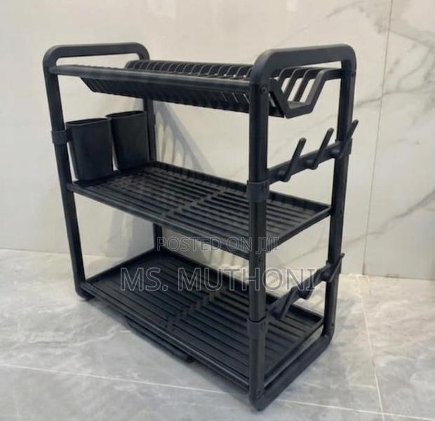 Aluminium Dish Drainer Rack With Drainer Board Utensils Cup Holder. - thumbnail 2