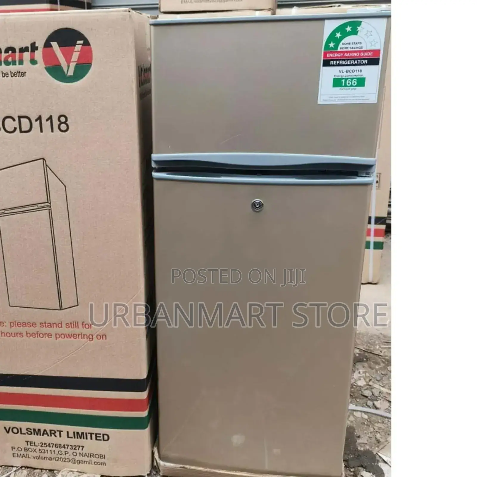 Silver Volsmart 118 Litres Double Door Refrigerator
