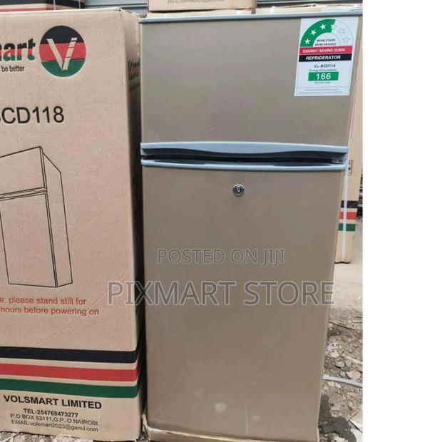 Silver Volsmart 118 Litres Double Door Refrigerator