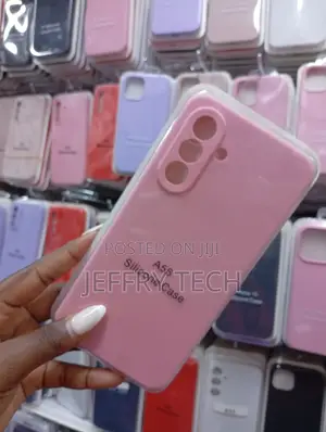 A Pink Silicone Protective Phone Case With the Samsung Galaxy A56.