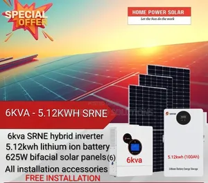Srne 6kva Offgrid System - 5.12kwh Lithium Battery - (6)625w Solar