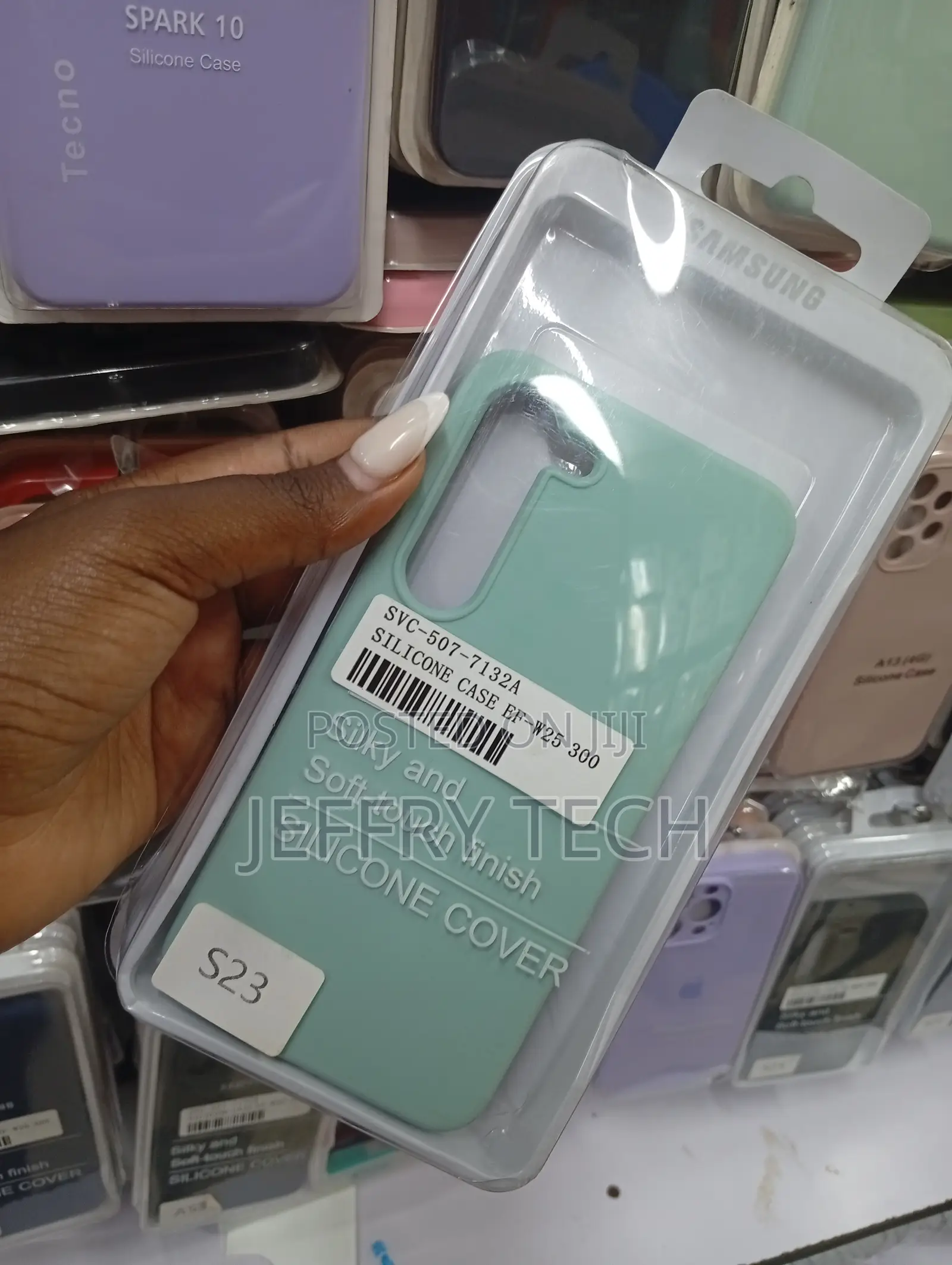 A Light Green Silicone Case Designed for the Samsung Galaxy S23.
