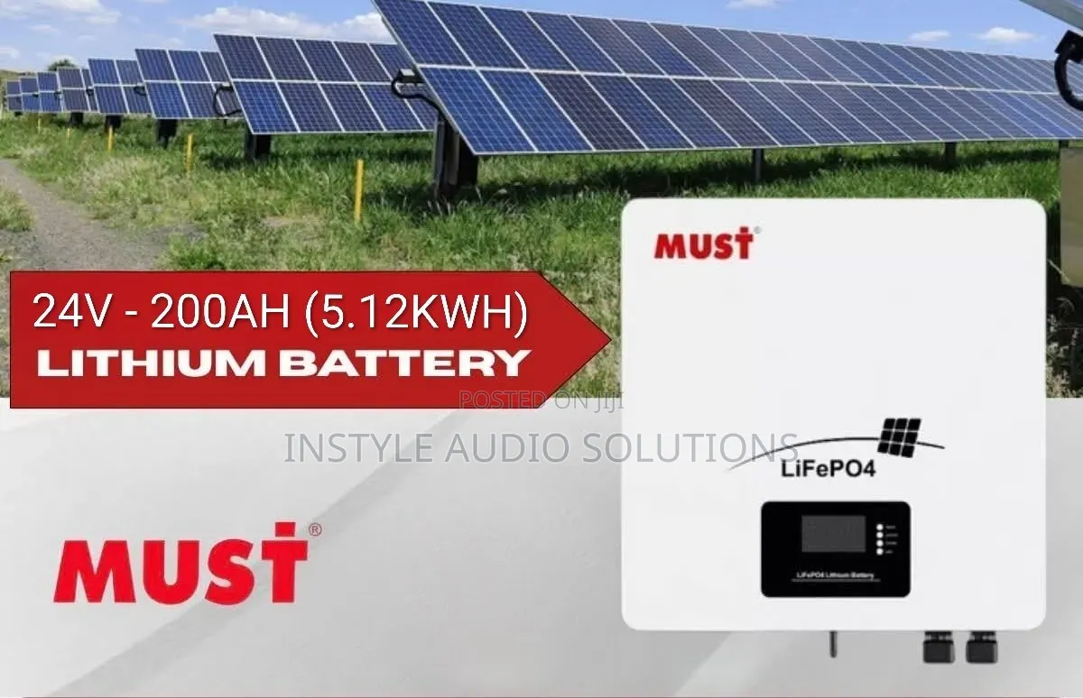 Must 5.12kwh - 24v (200ah)Lithium Ion Lifepo4 Solar Battery 6000 Cycle