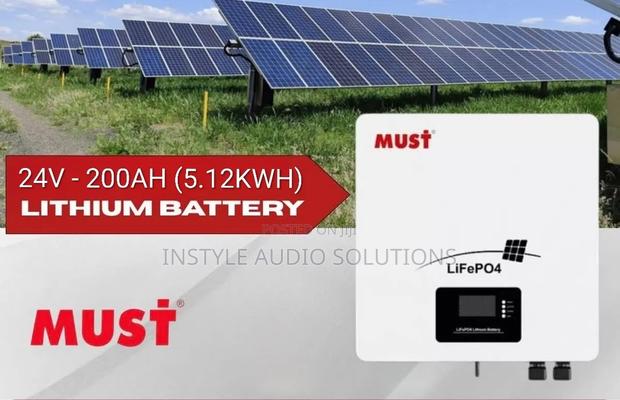 Must 5.12kwh - 24v (200ah)Lithium Ion Lifepo4 Solar Battery 6000 Cycle
