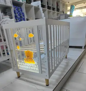 White Wooden Led Baby Crib (Multi-Functional Co-Sleeper)