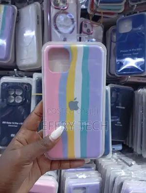 Rainbow Liquid Silicone Back Case Is the Apple iPhone 11 Pro Max.