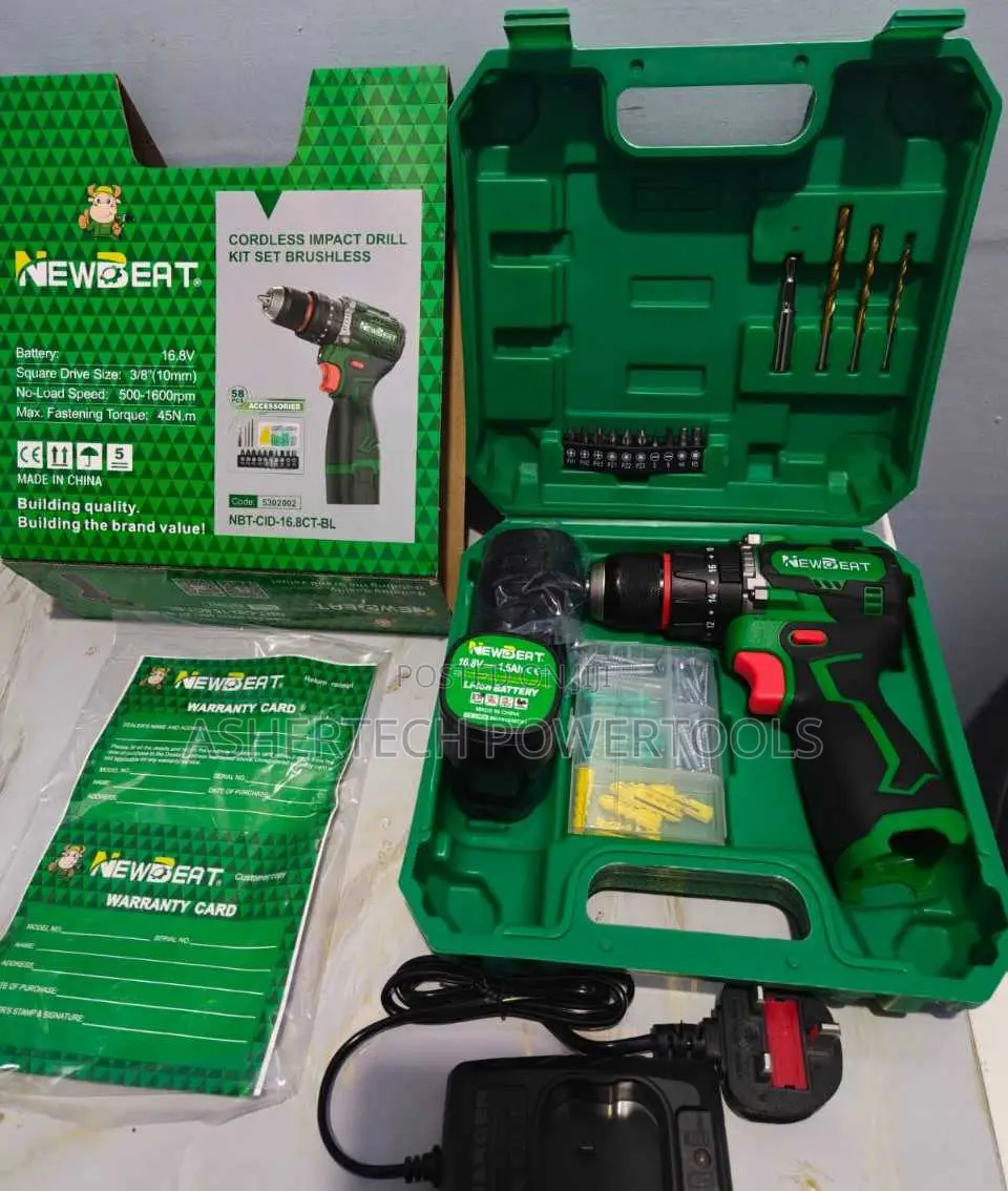 Newbeat Brushless Cordless 58pc Cordless Drill Kit 16.8v