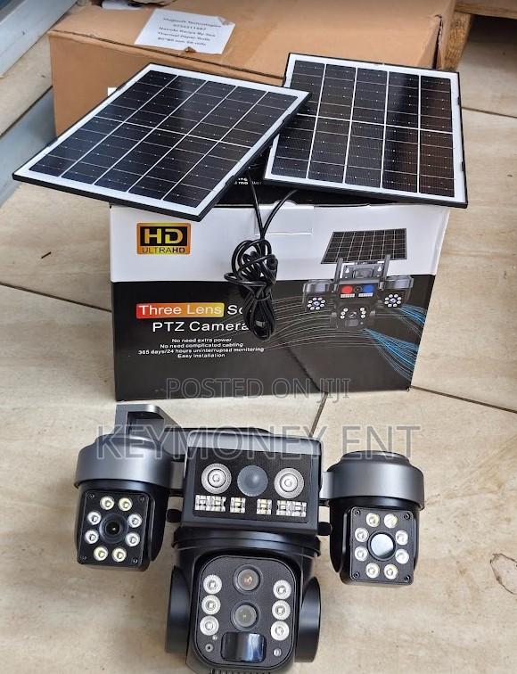 V380 4g Triple Lens 3 Lens Dual Panels With 15x Zoom Solar Camera