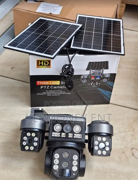 V380 4g Triple Lens 3 Lens Dual Panels With 15x Zoom Solar Camera