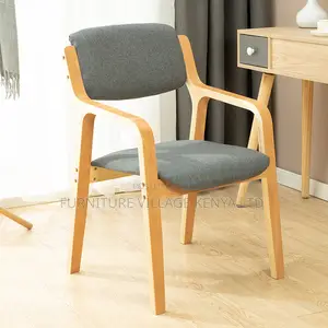 Modern Fabric Conference Chair With Wooden Armrest