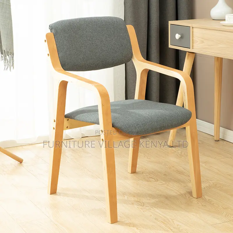 Modern Fabric Conference Chair With Wooden Armrest
