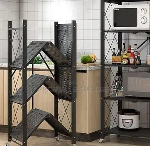 5-Tier Foldable Kitchen Rack With Wheels
