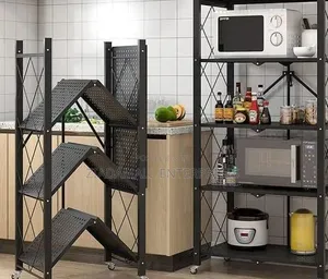 Heavy-Duty Foldable Kitchen Storage Rack – Mobile Compact