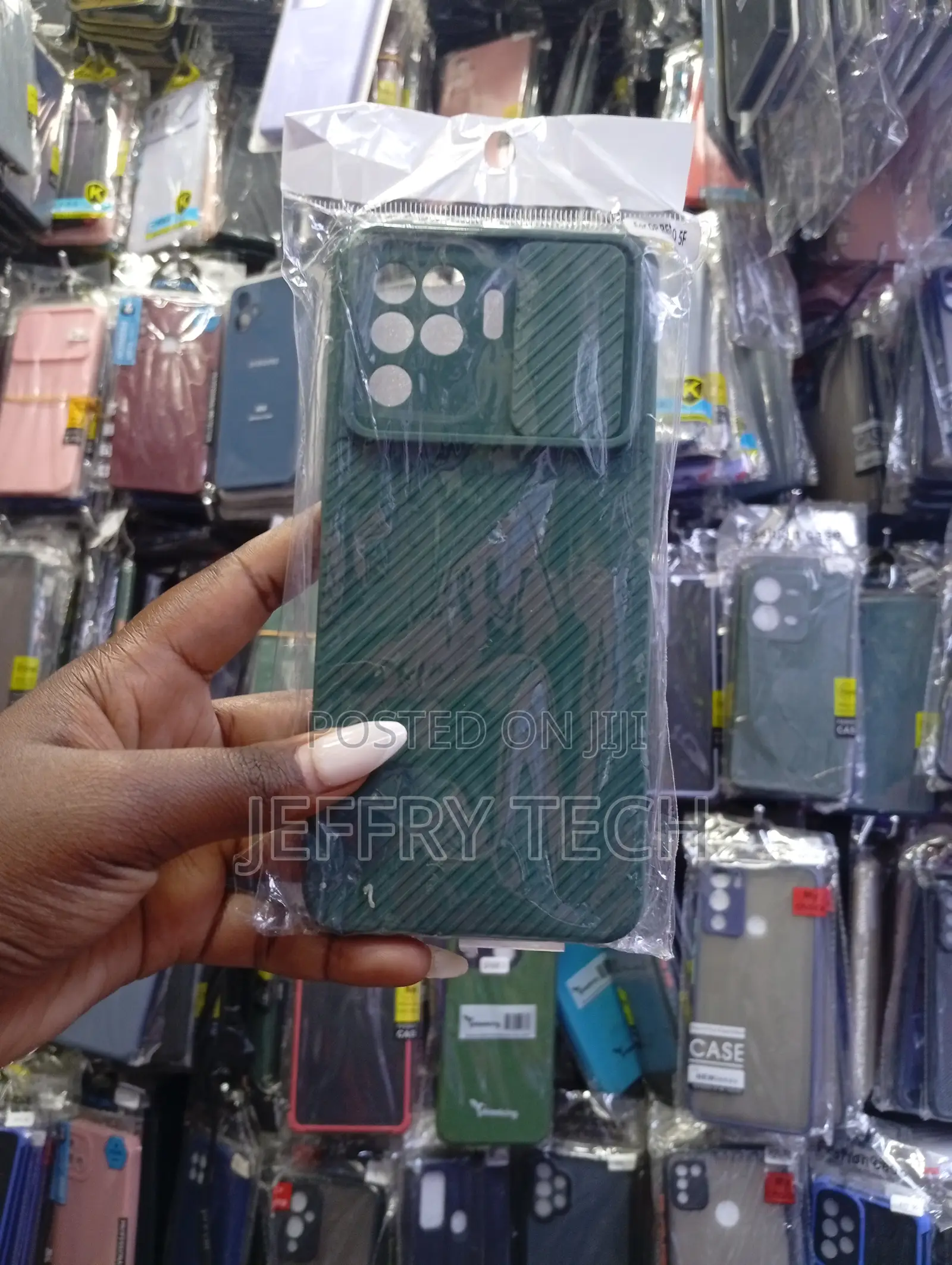 Green Protective Phone Case Featuring a Sliding Camera Cover,