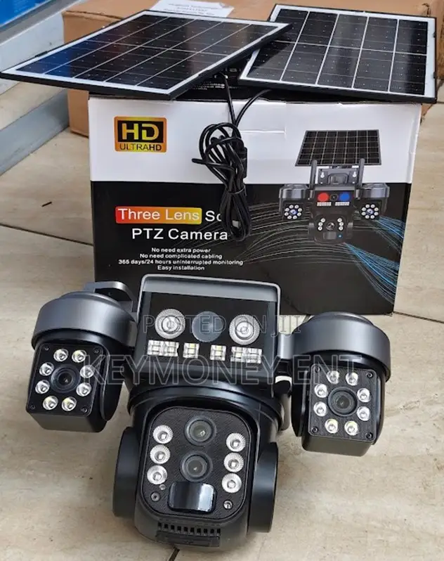 Three Lens 4g Simcard Dual Panels 15x Zoom PTZ Solar Camera