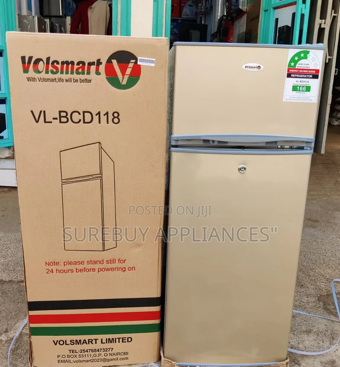 Volsmart 118 Litres 2-Door Fridge With Freezer Low Power Consumption